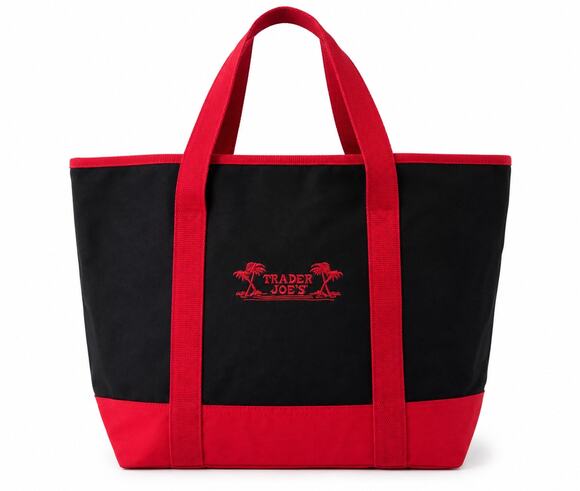 Trader Joe's Other - Trader Joe’s Insulated Reusable Grocery Tote Bag Black Red Large Cooler Shopper